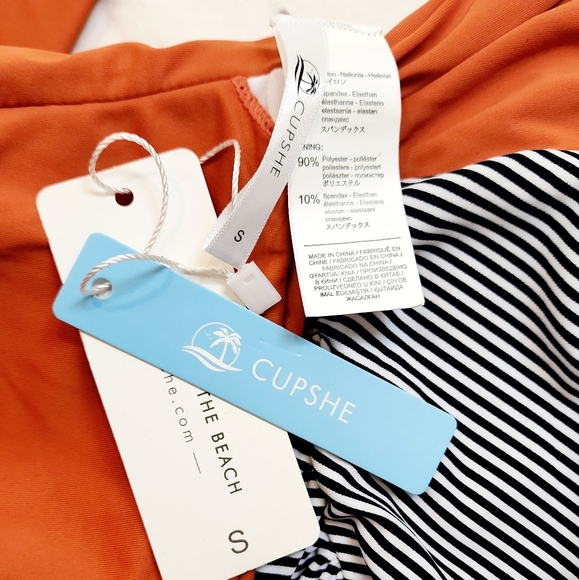 Cupshe Stripe Botton Solid Top One Piece  Swimsuit - Picture 9 of 11